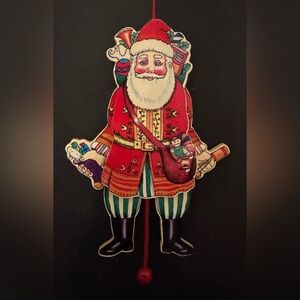 Vintage Midwest of Cannon Falls Festive Santa Claus Jumping Jack Wood Ornament